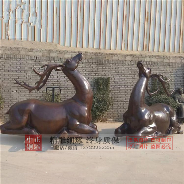 銅鹿動物雕塑