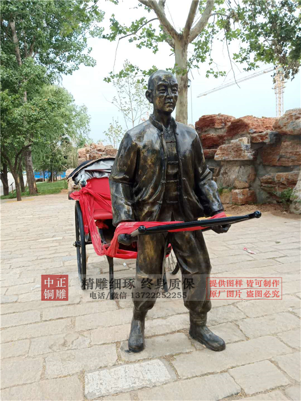 古代拉車雕塑