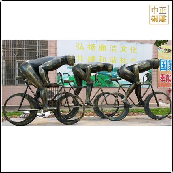 大型現代室外騎車人物銅雕塑