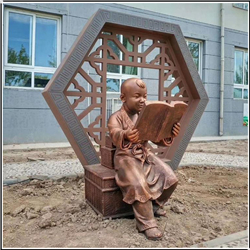 校園孩童讀書(shū)雕塑