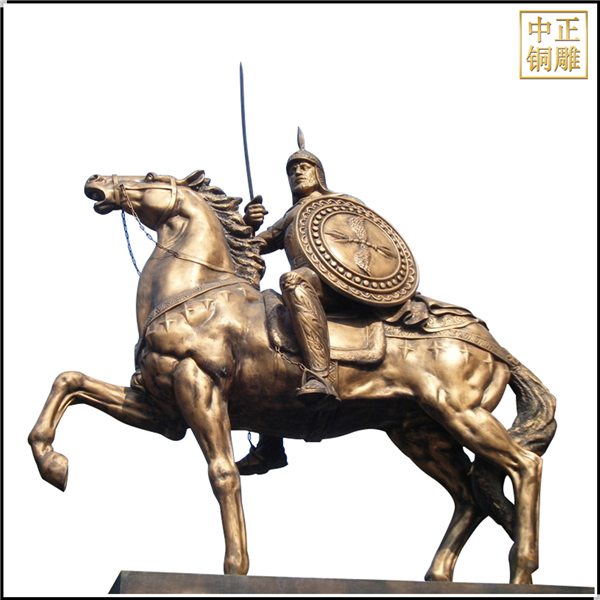 西方騎馬戰士人物銅雕塑