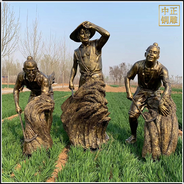 豐收割麥子人物銅雕塑