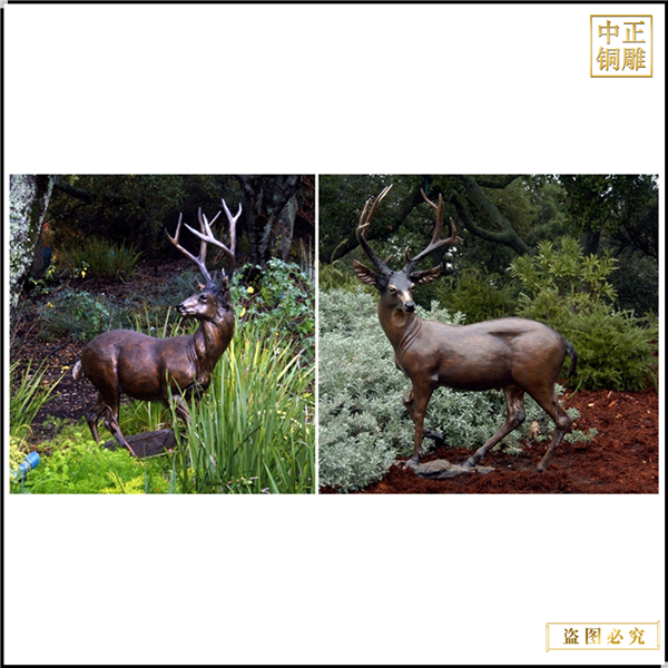 廣場(chǎng)公園銅鹿雕塑擺件
