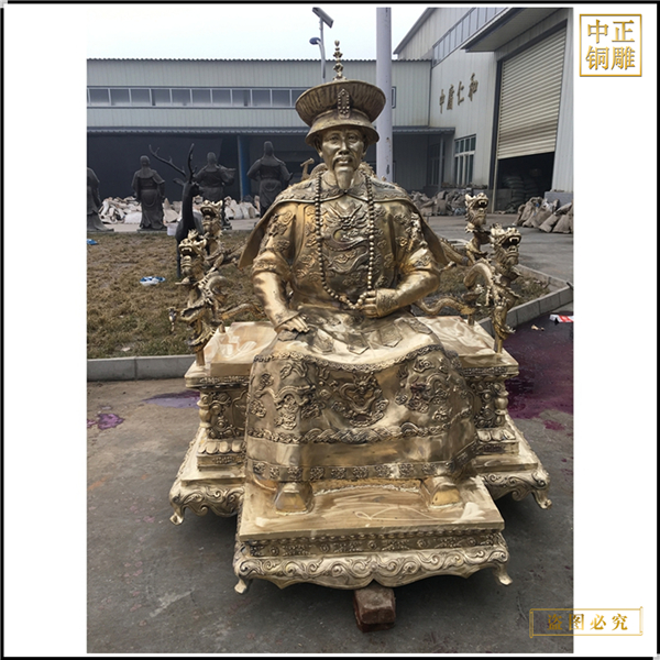 古代康熙皇帝銅雕塑