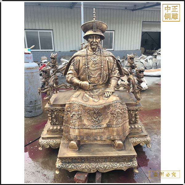 古代雍正皇帝銅雕塑