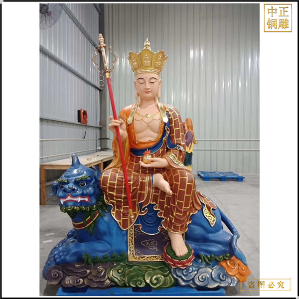 坐地藏王菩薩坐獅子雕塑鑄造
