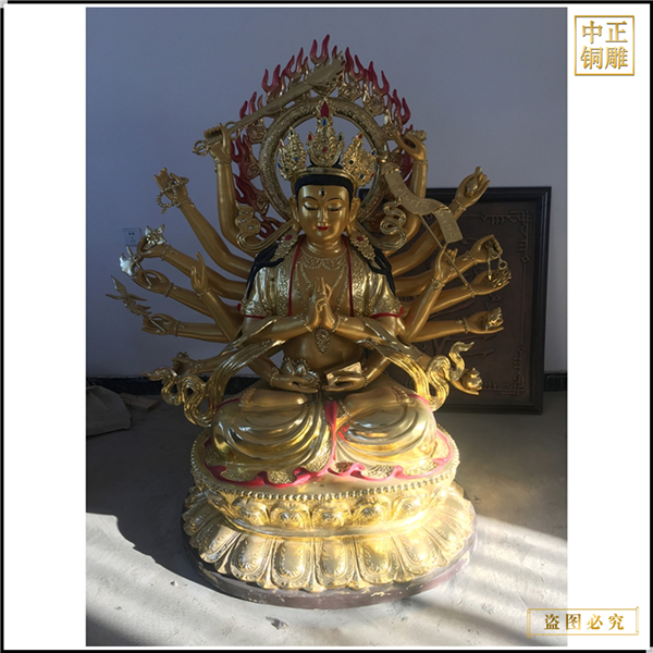 雙手合十坐蓮花觀(guān)音銅像