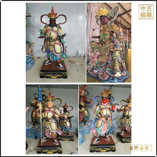 供應(yīng)1.8米彩繪四大天王銅像